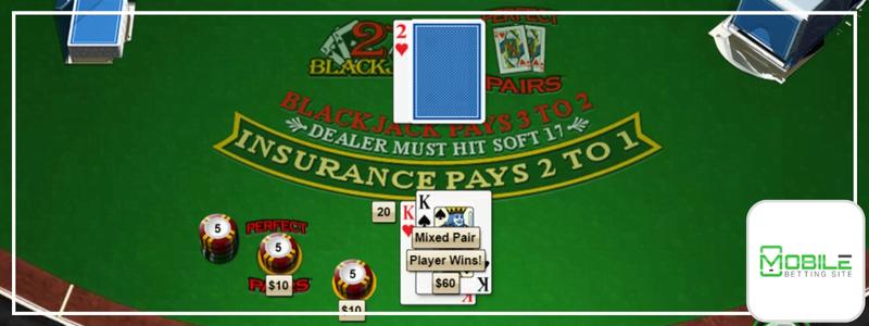 blackjack side bet perfect pairs winner