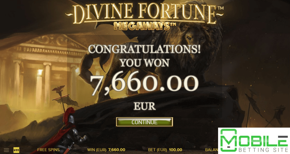 big win on Divine Fortune Megaways slot