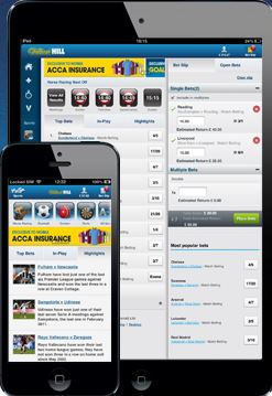 tablet using the William Hill apps
